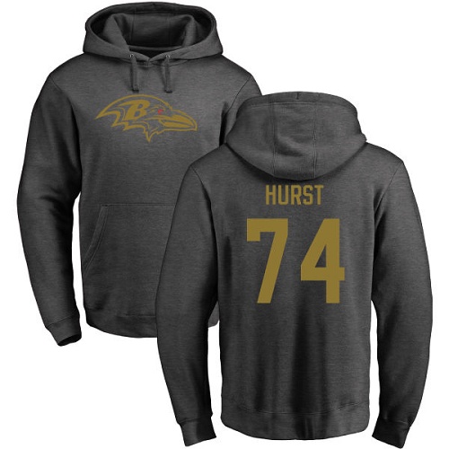 Men Baltimore Ravens Ash James Hurst One Color NFL Football #74 Pullover Hoodie Sweatshirt->baltimore ravens->NFL Jersey